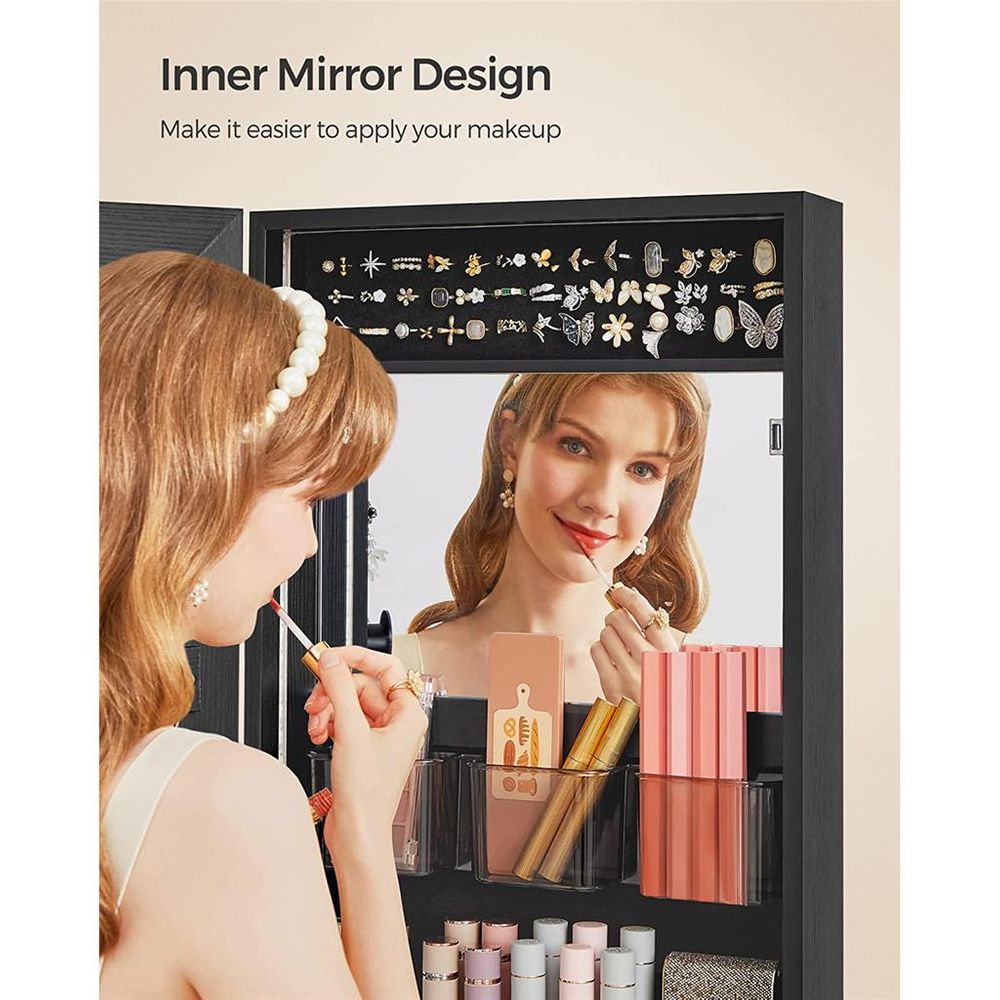 Jewelry Armoire Organizer - LED Lights - Wall Or Door Mounted Mirror