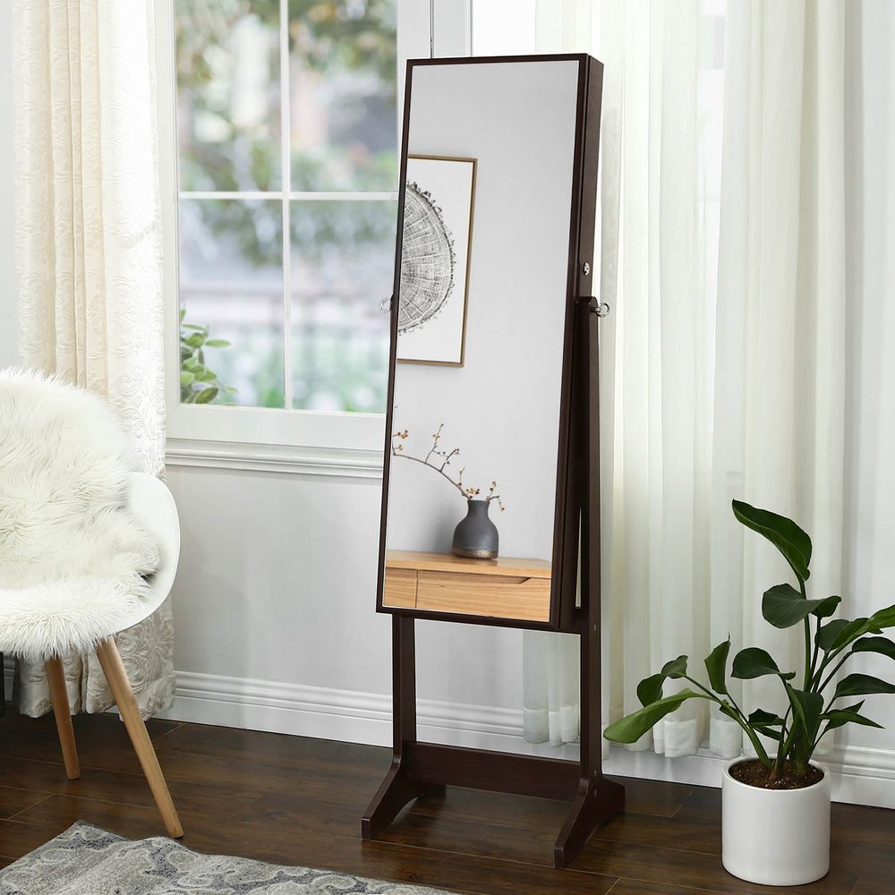 Jewelry Armoire - Freestanding With Mirror - Lockable Storage