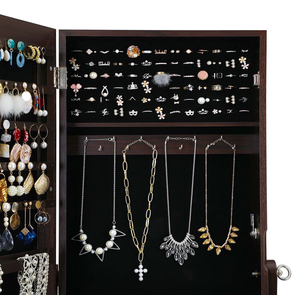 Jewelry Armoire - Freestanding With Mirror - Lockable Storage