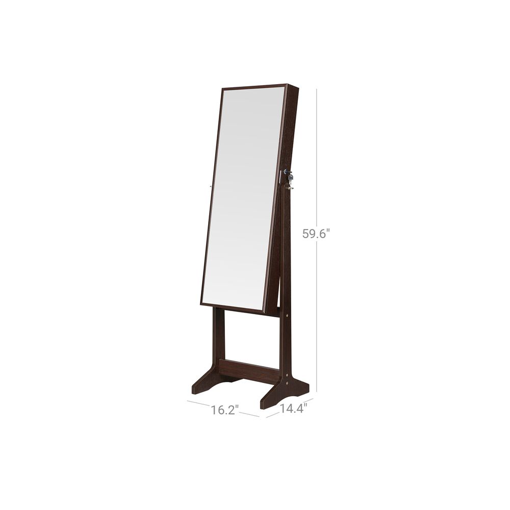 Jewelry Armoire - Freestanding With Mirror - Lockable Storage