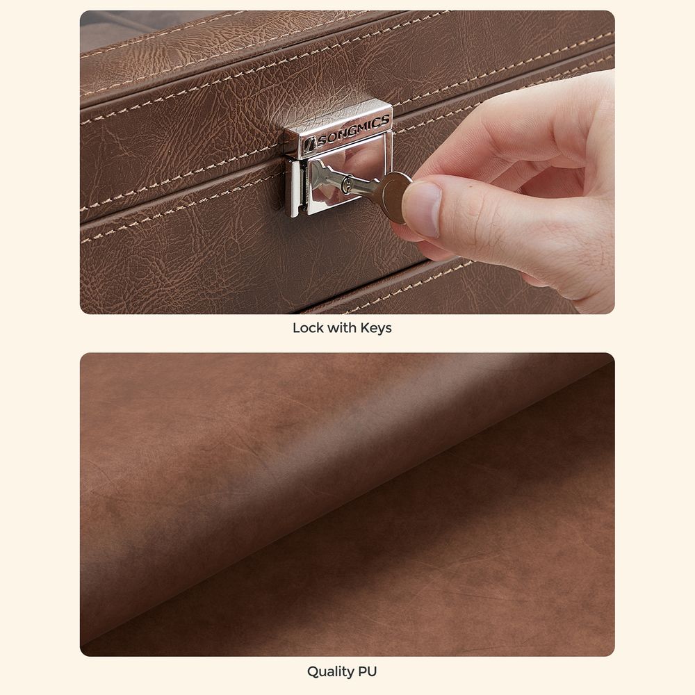 Watch Case Organizer - 6 Slot Lockable - Glass Lid Storage