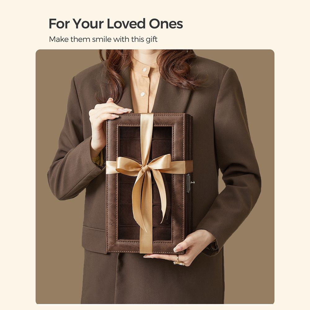 Watch Case Organizer - 6 Slot Lockable - Glass Lid Storage