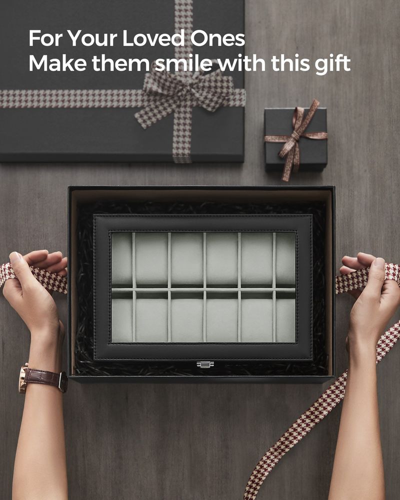 Watch Case Organizer - 6 Or 12 Slot - Large Glass Lid