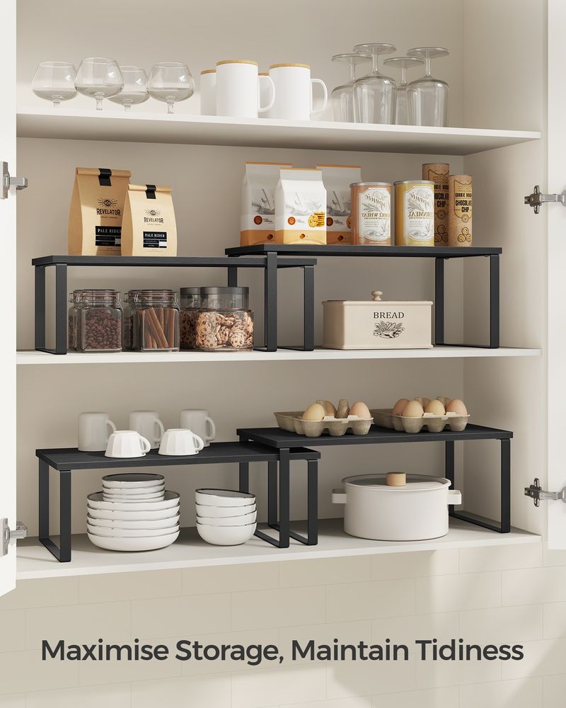 Cabinet Counter Shelves - Set Of 2 - Kitchen Storage Organizers