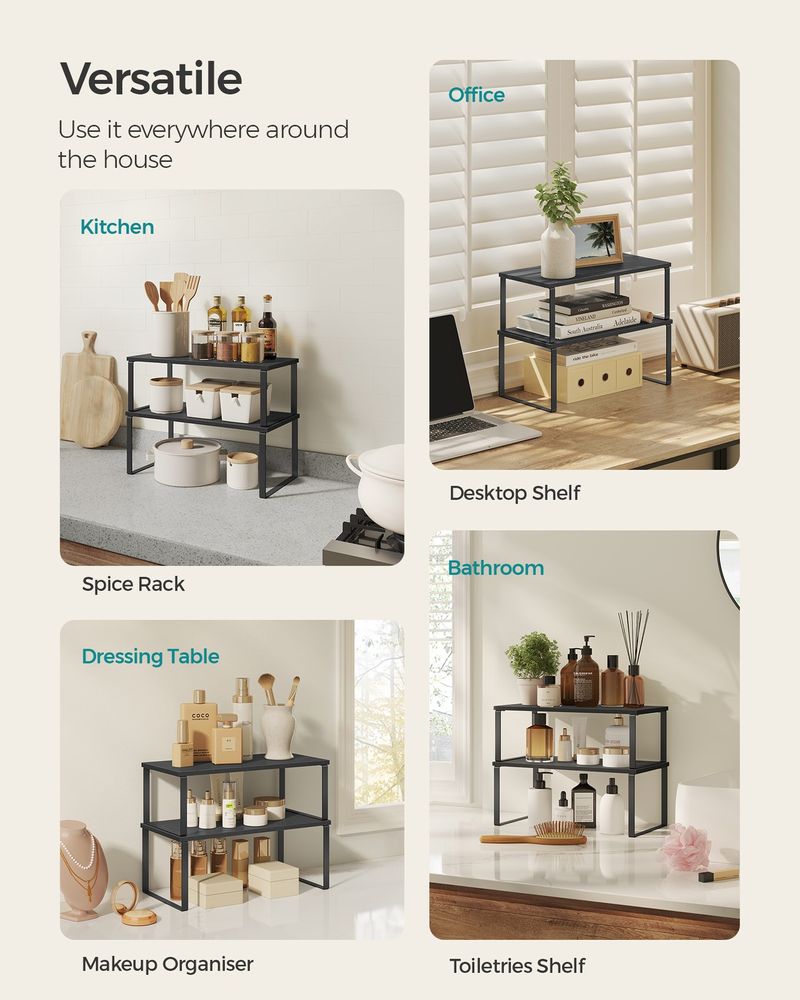 Cabinet Counter Shelves - Set Of 2 - Kitchen Storage Organizers