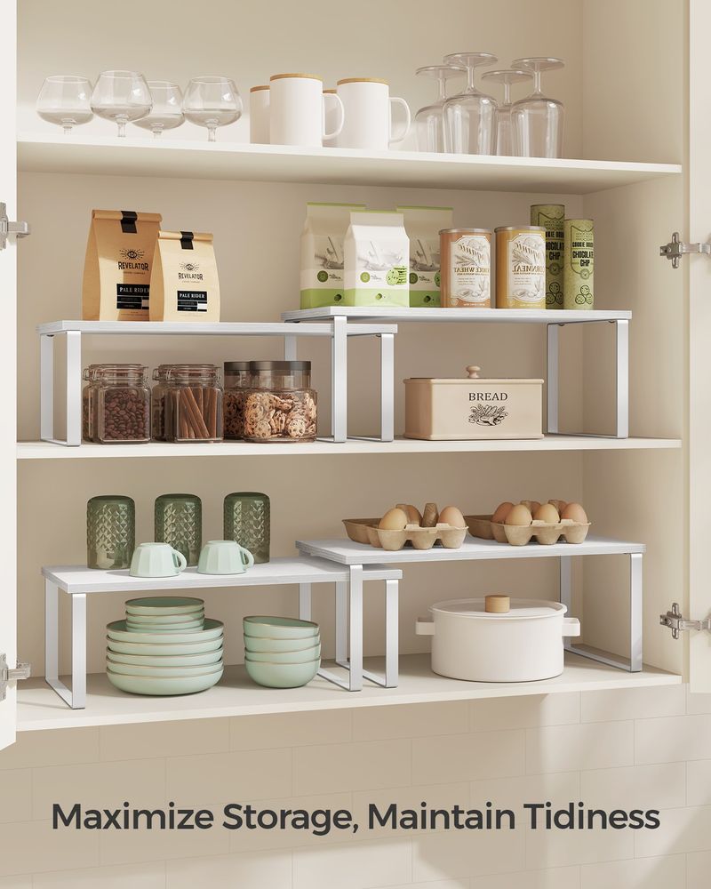 Cabinet Counter Shelves - Set Of 2 - Kitchen Storage Organizers