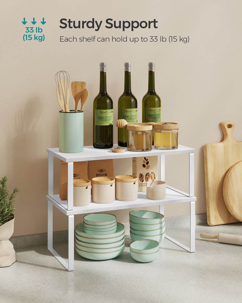 Cabinet Counter Shelves - Set Of 2 - Kitchen Storage Organizers