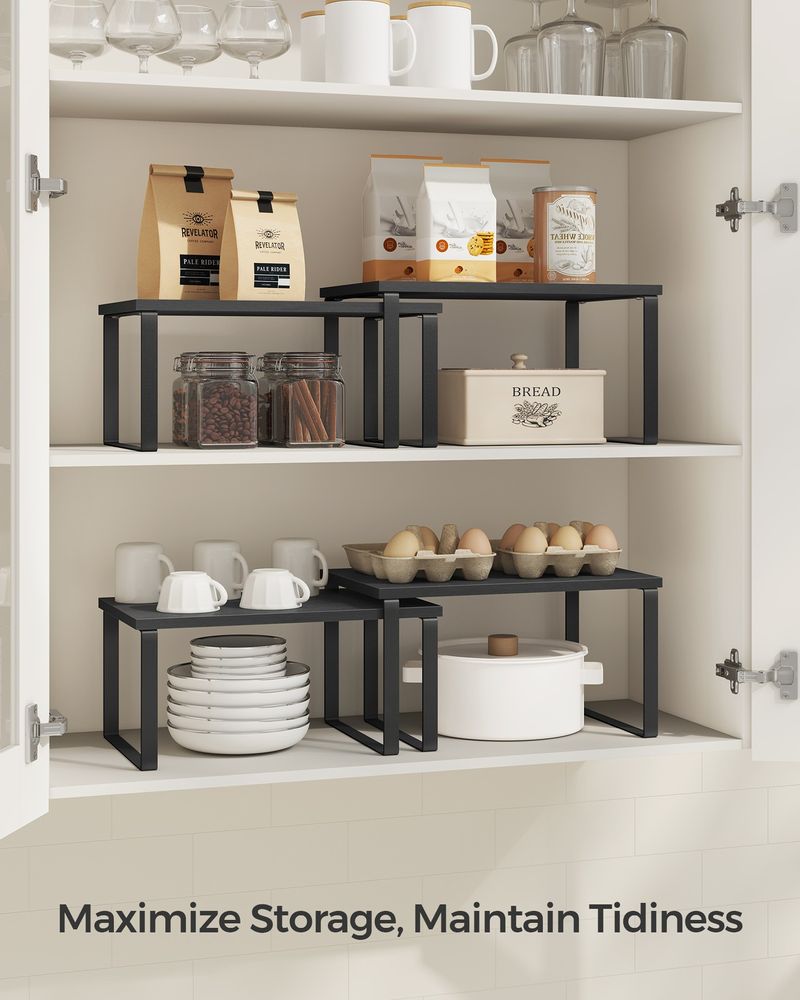Cabinet Counter Shelves - Set Of 2 - Kitchen Storage Organizers