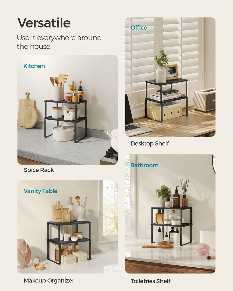 Cabinet Counter Shelves - Set Of 2 - Kitchen Storage Organizers