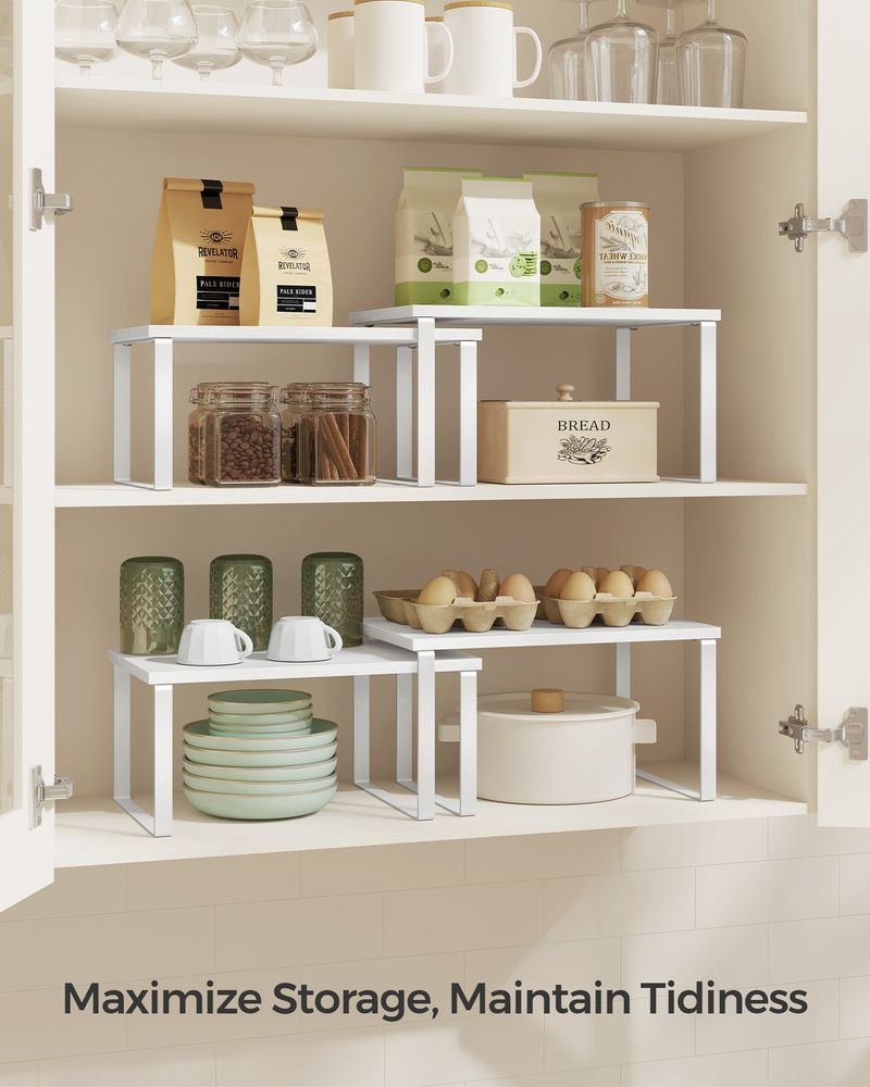 Cabinet Counter Shelves - Set Of 2 - Kitchen Storage Organizers