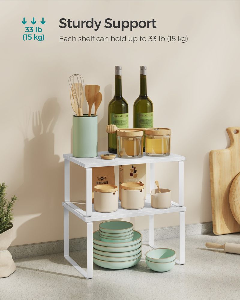 Cabinet Counter Shelves - Set Of 2 - Kitchen Storage Organizers