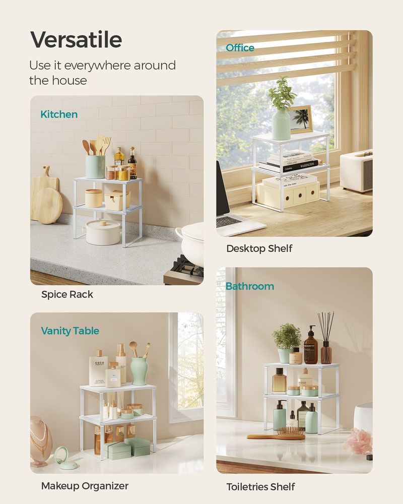 Cabinet Counter Shelves - Set Of 2 - Kitchen Storage Organizers