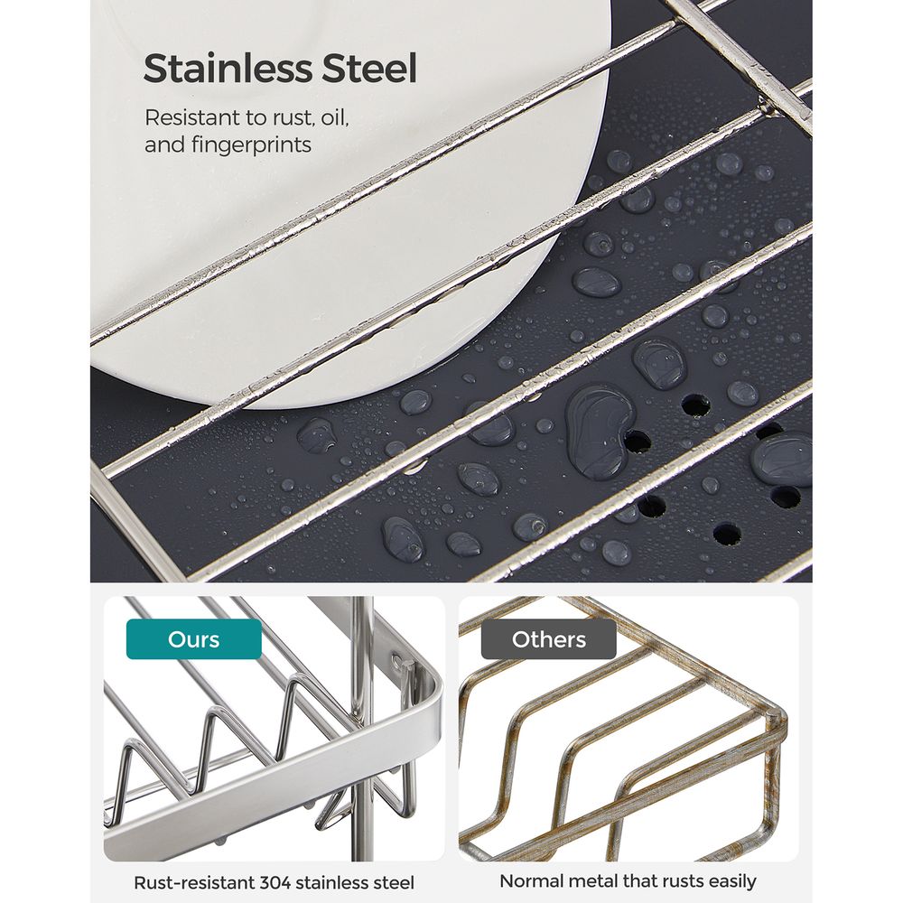 Dish Drying Rack - 2 Tier - Rotatable Extendable Drain Spout