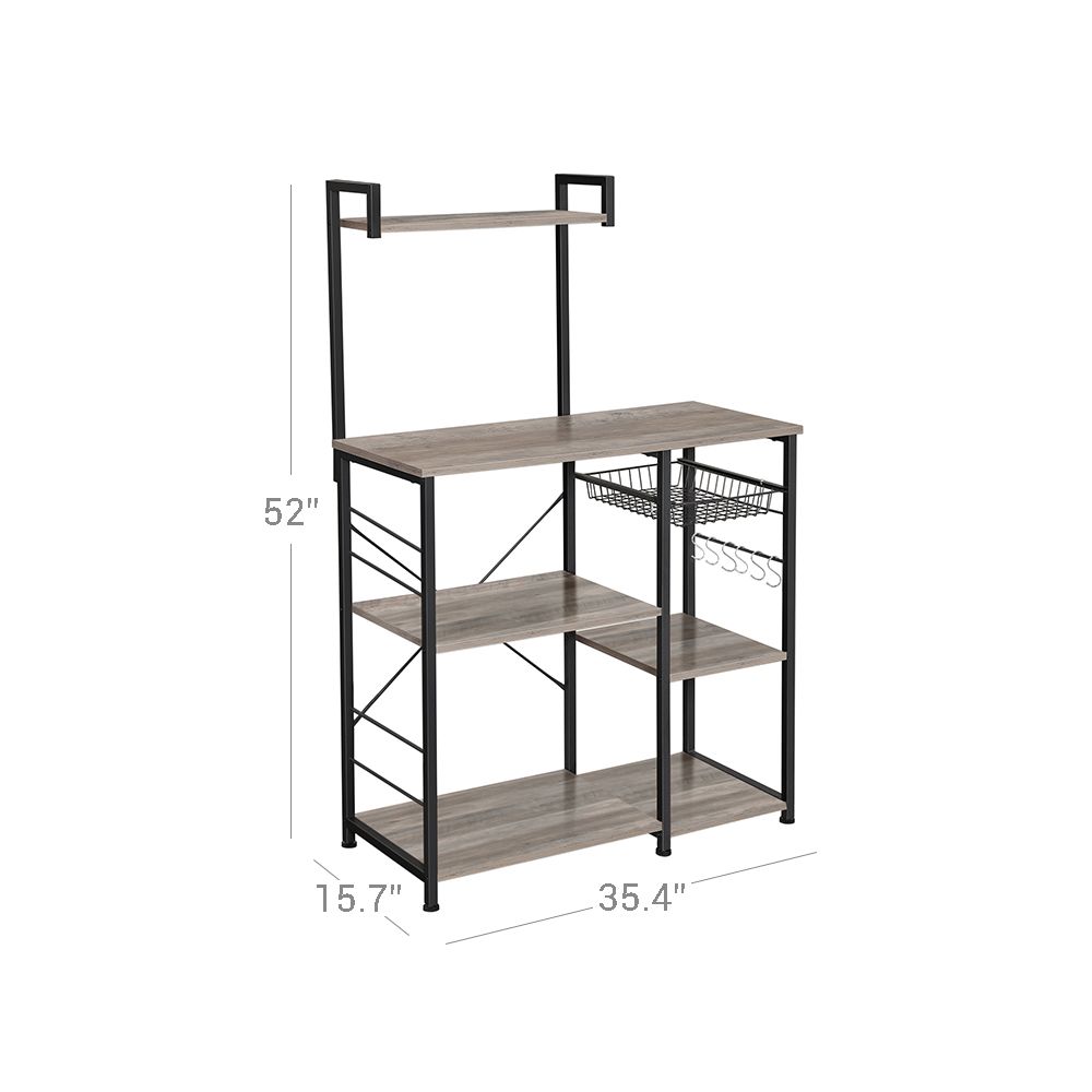 Baker’s Rack - Industrial Brown - With Shelves And Hooks