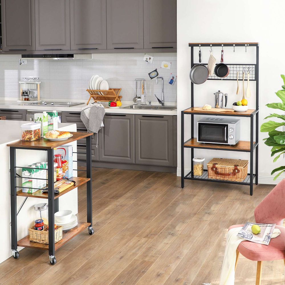 Kitchen Shelf on Wheels – 3-Tier Storage – Rolling Utility Cart