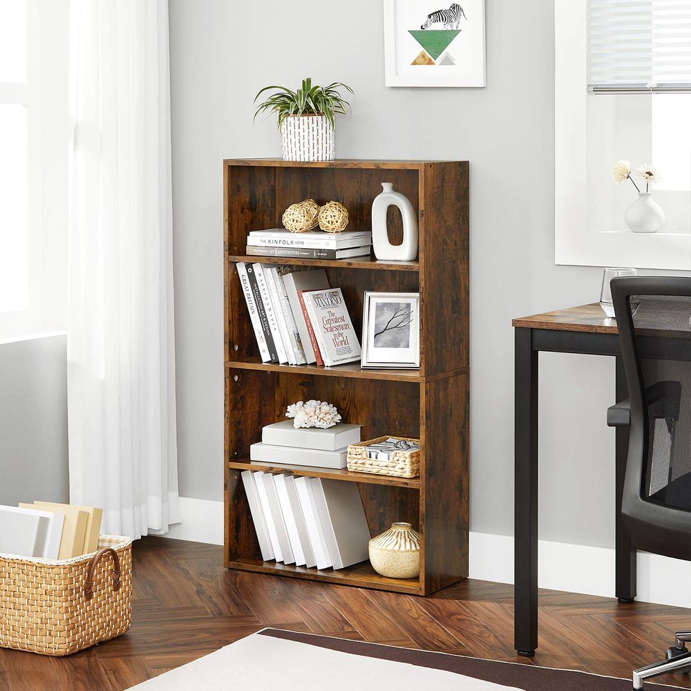 Bookcase - 4 Tier Open - Adjustable Storage Shelves