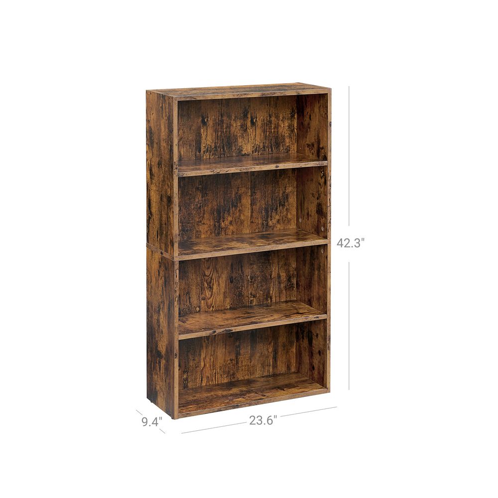 Bookcase - 4 Tier Open - Adjustable Storage Shelves