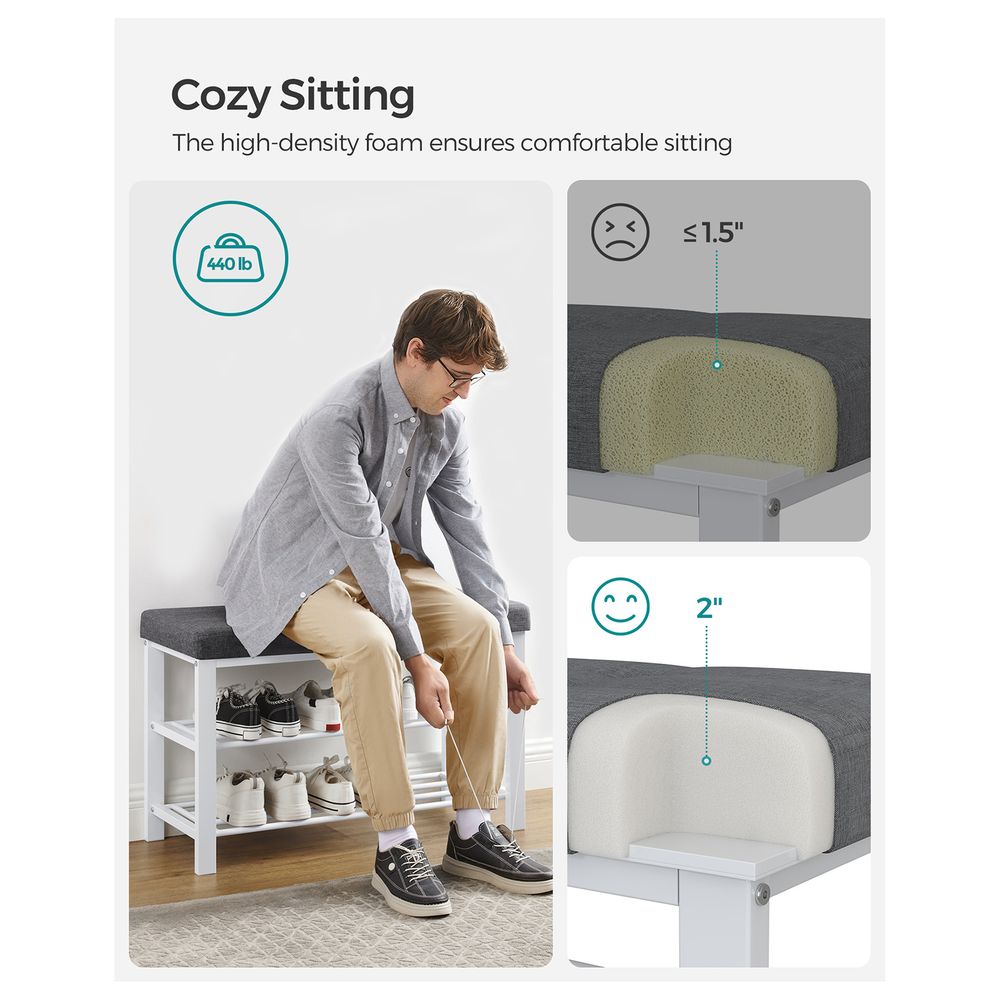 Shoe Bench With Cushion - Entryway Shoe Storage Seating