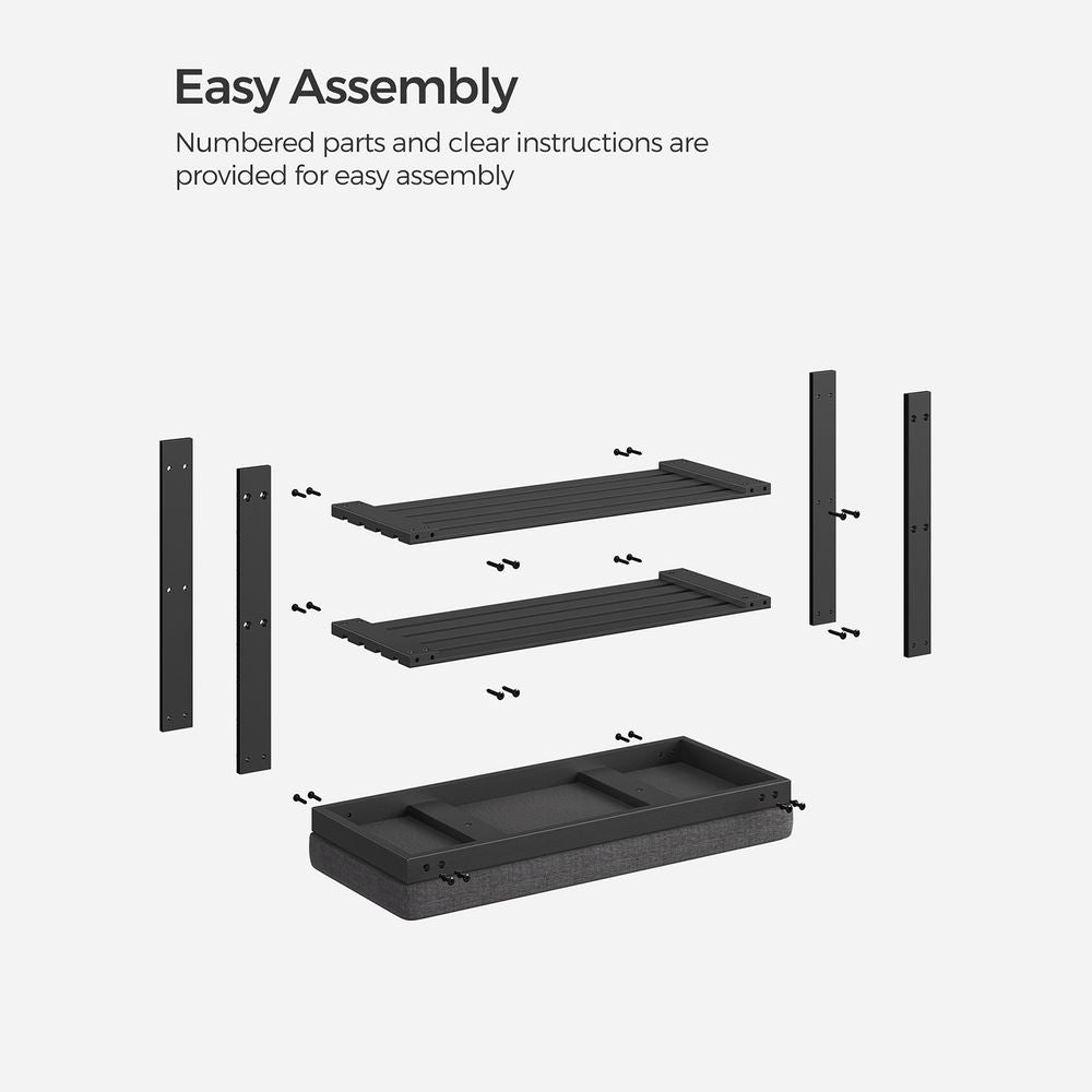 Shoe Bench - 3 Tier Bamboo - Cushioned Seat With Storage