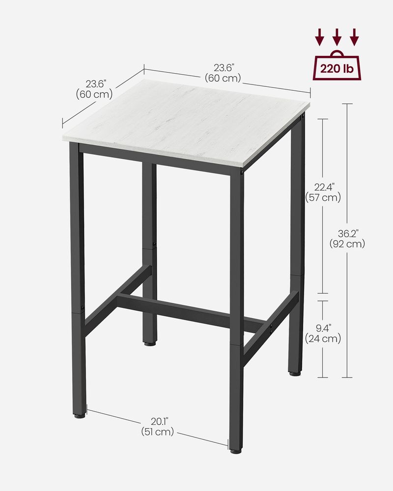 High Top Bar Table – Square Design – Industrial Pub Table