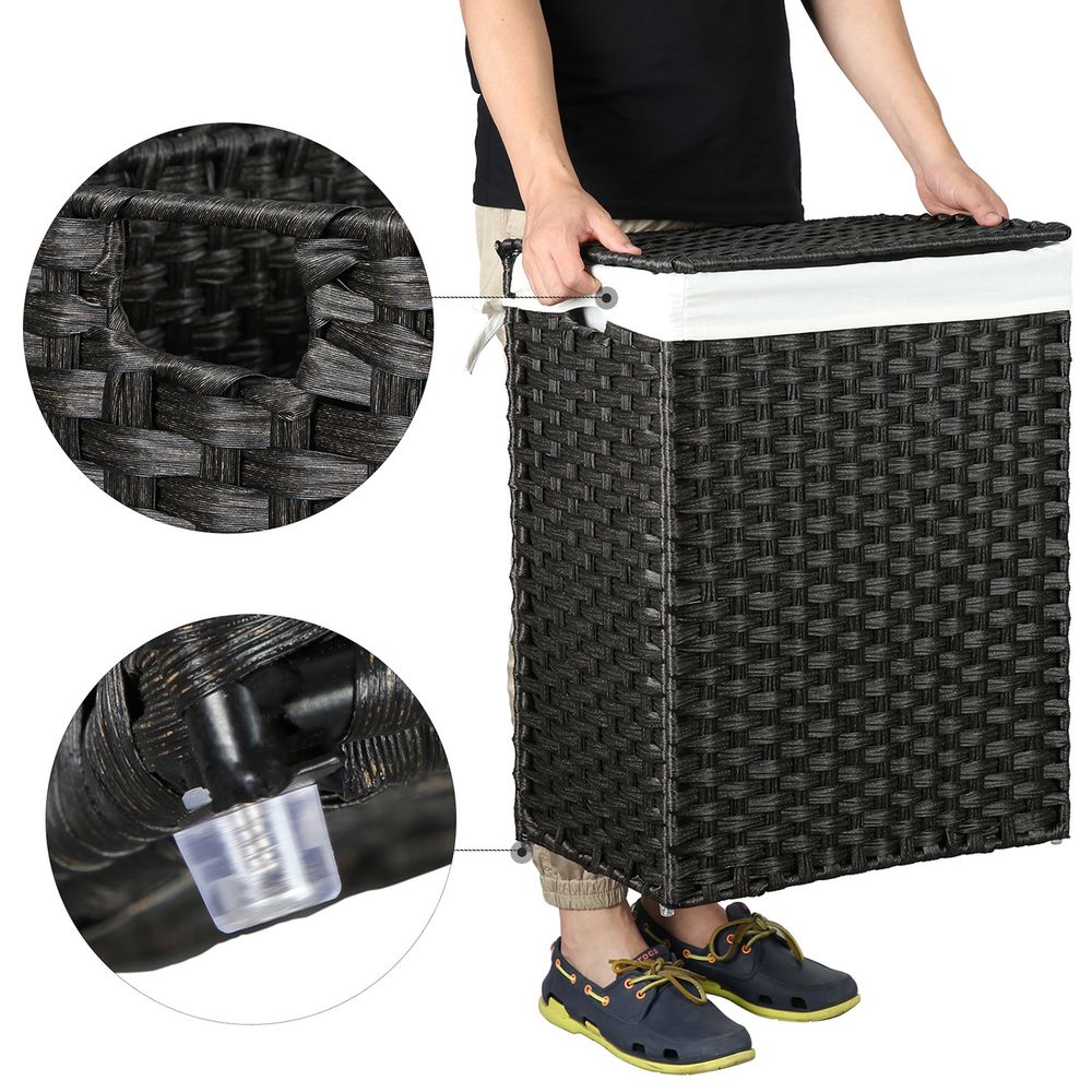 Laundry Basket With Lid - Synthetic Rattan - 23.8 Gallon