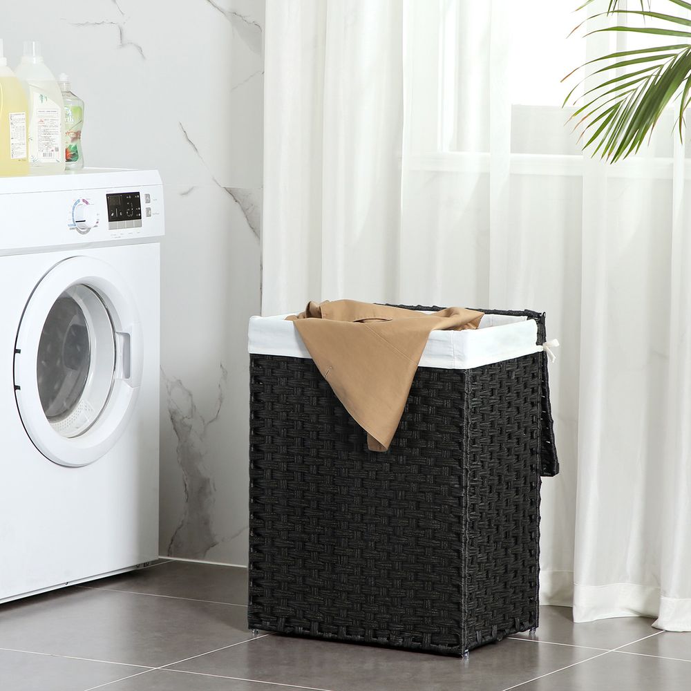 Laundry Basket With Lid - Synthetic Rattan - 23.8 Gallon