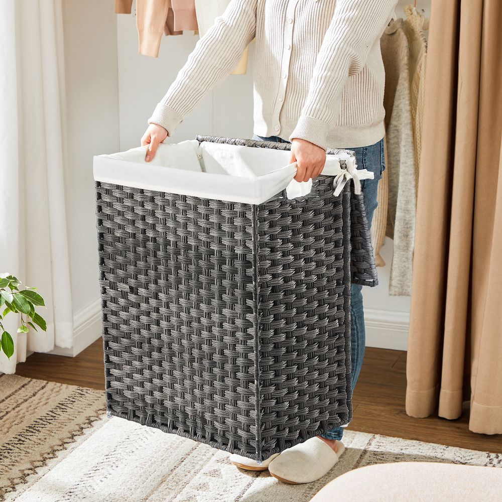 Laundry Basket With Lid - Synthetic Rattan - 23.8 Gallon