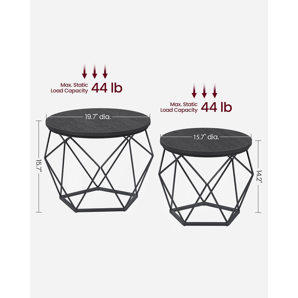 Round Coffee Table Set Of 2 - Steel Frame - Modern Living Room