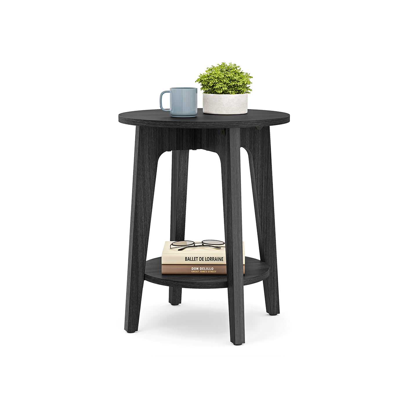 Round End Table - Small - With Lower Shelf Storage