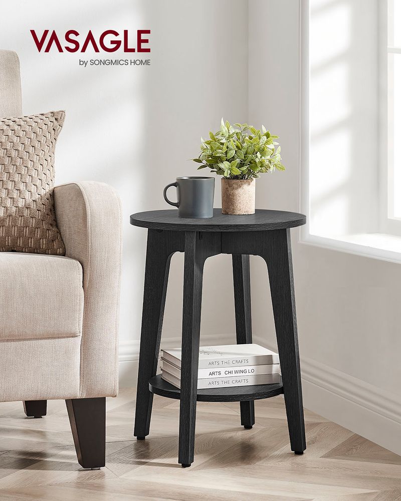 Round End Table - Small - With Lower Shelf Storage