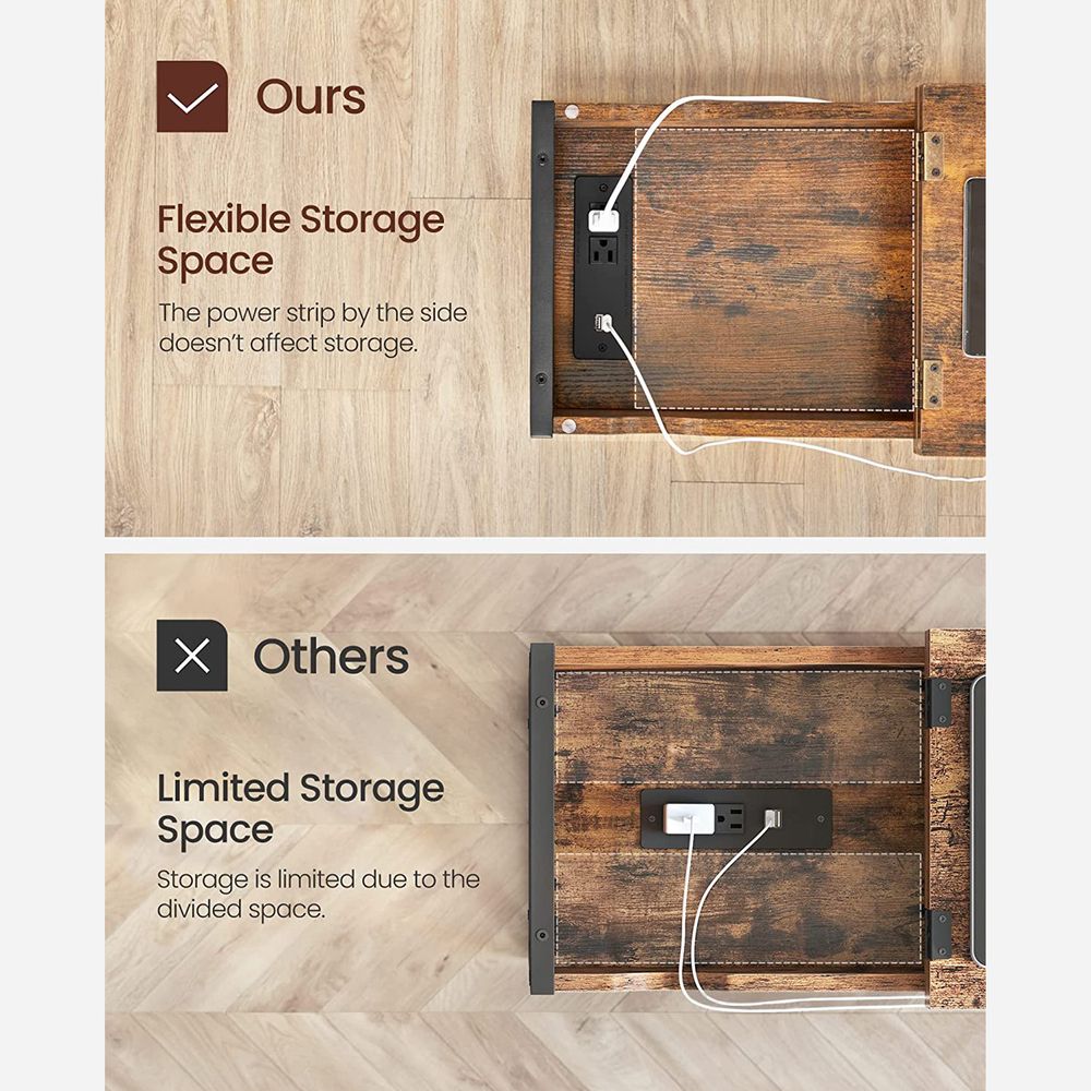 End Tables Set With Charging Station – USB Ports & Outlets – Storage Shelves