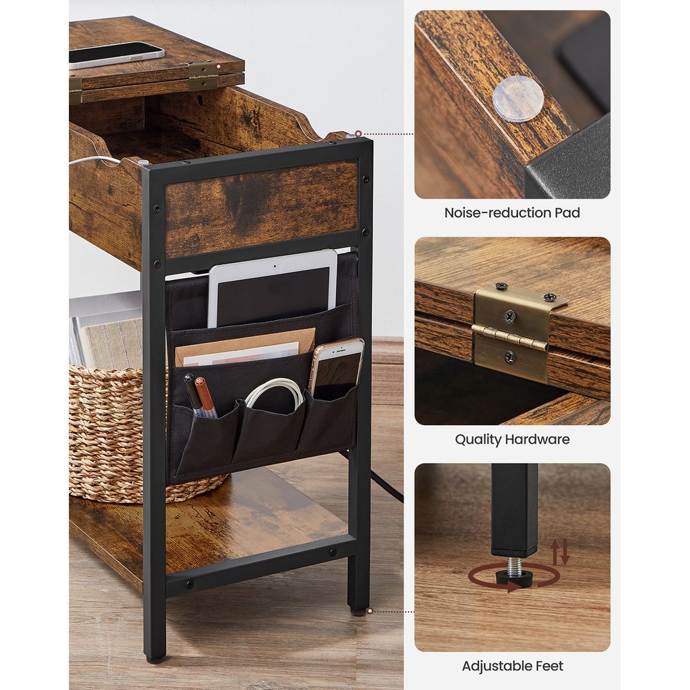 End Tables Set With Charging Station – USB Ports & Outlets – Storage Shelves