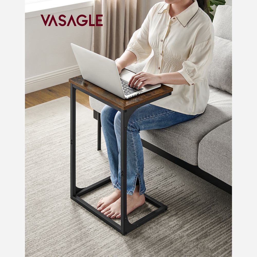 C-Shaped End Table - Metal Frame - Slim Side Table For Sofa