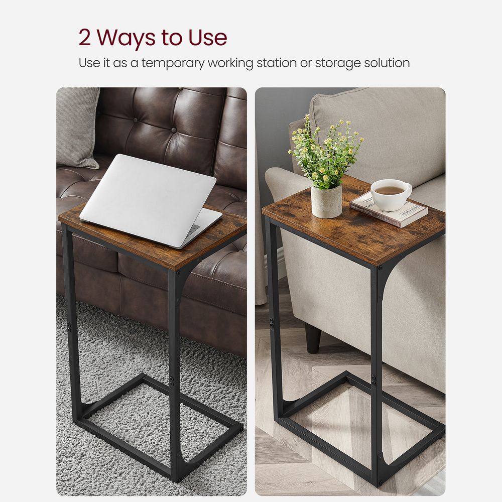 C-Shaped End Table - Metal Frame - Slim Side Table For Sofa