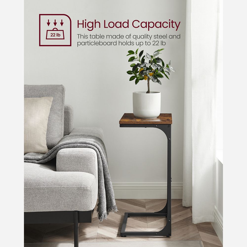 C-Shaped End Table - Metal Frame - Slim Side Table For Sofa
