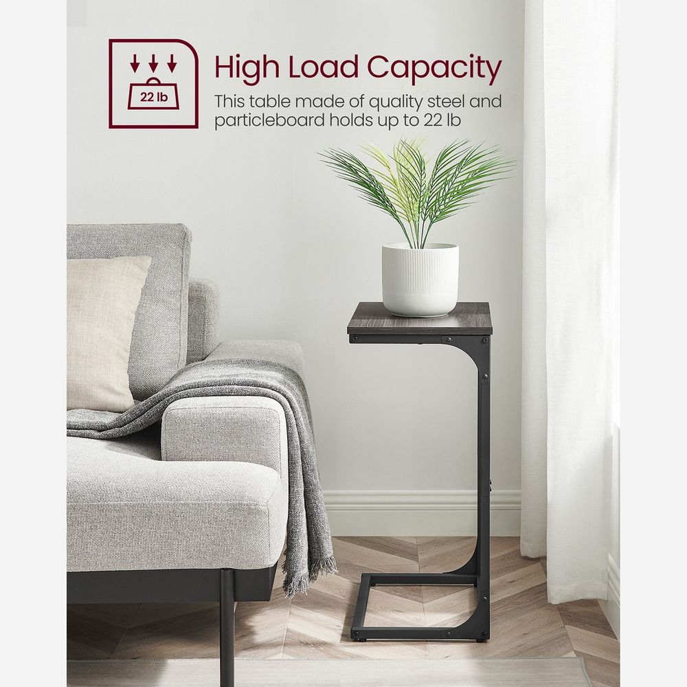 C-Shaped End Table - Metal Frame - Slim Side Table For Sofa
