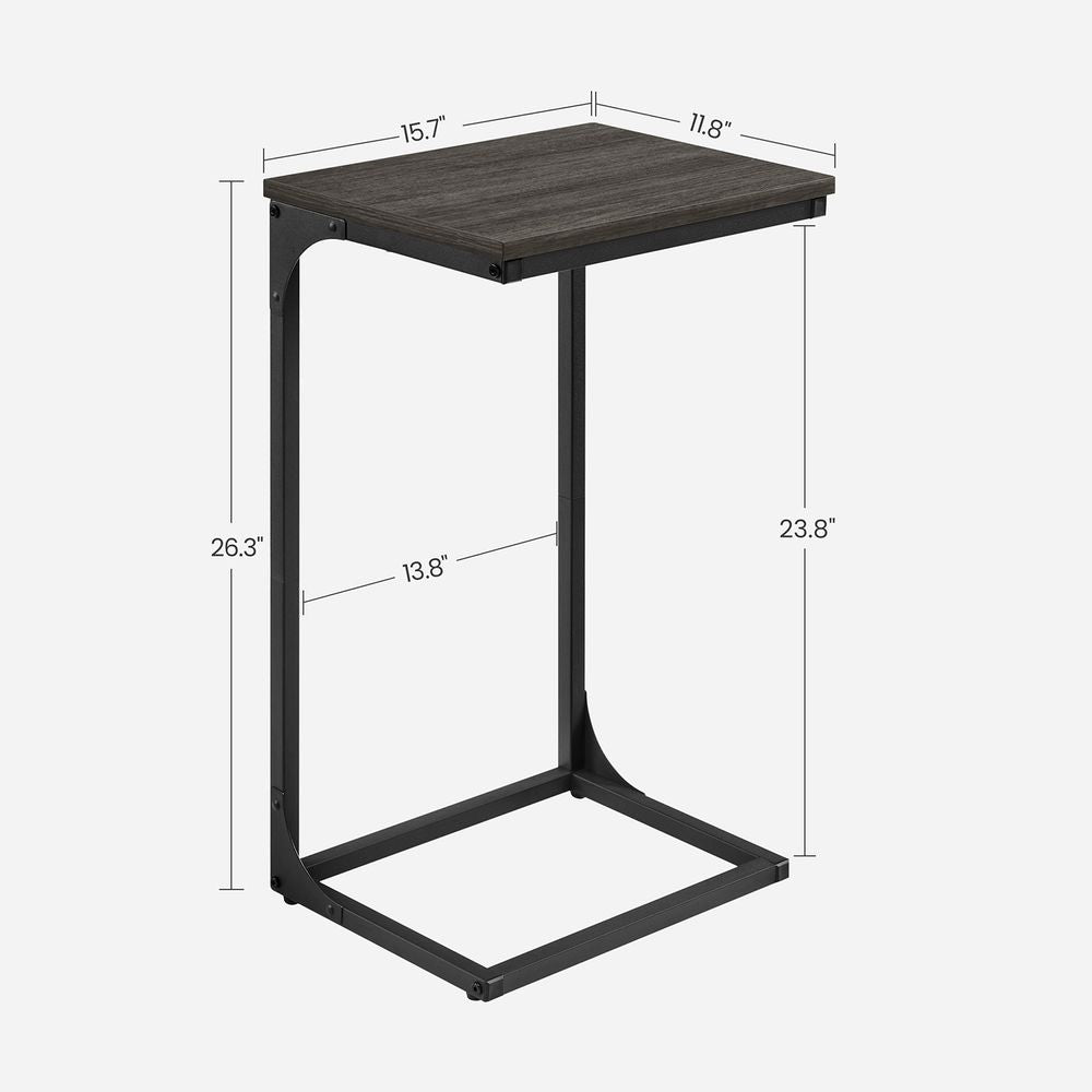C-Shaped End Table - Metal Frame - Slim Side Table For Sofa
