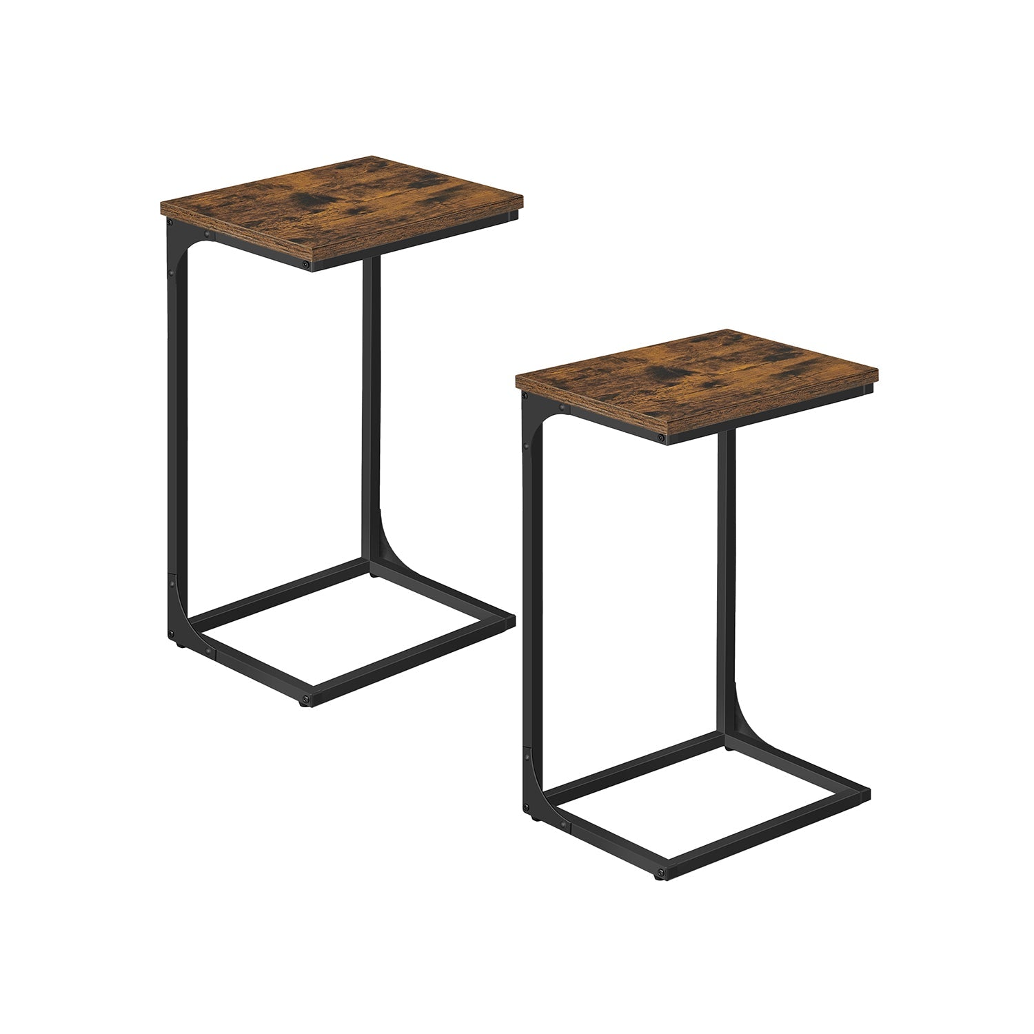 C-Shaped End Table - Metal Frame - Slim Side Table For Sofa