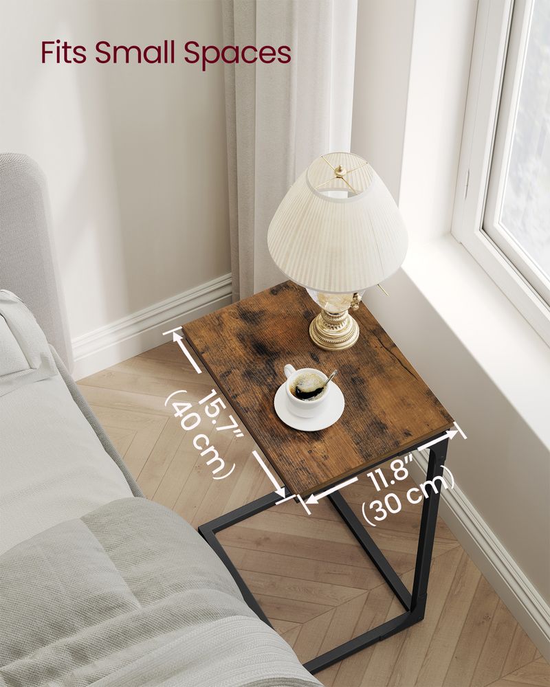 C-Shaped End Table - Metal Frame - Slim Side Table For Sofa