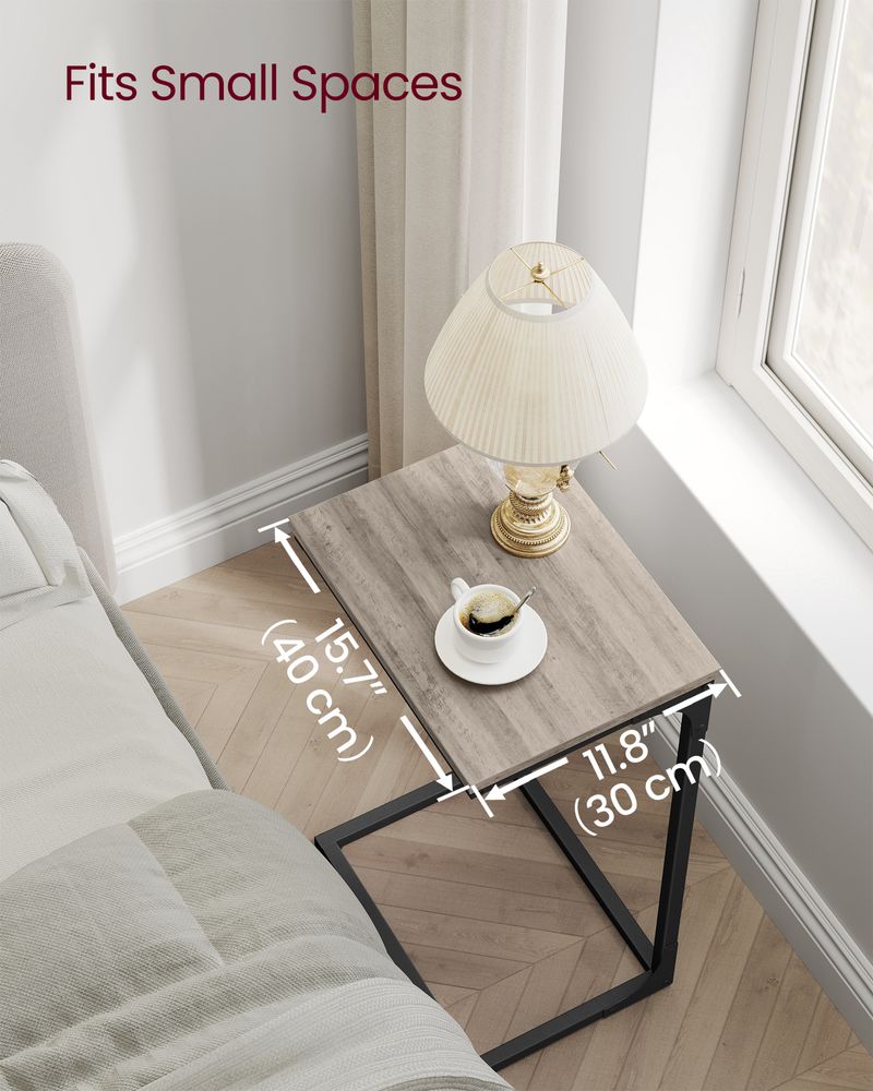 C-Shaped End Table - Metal Frame - Slim Side Table For Sofa