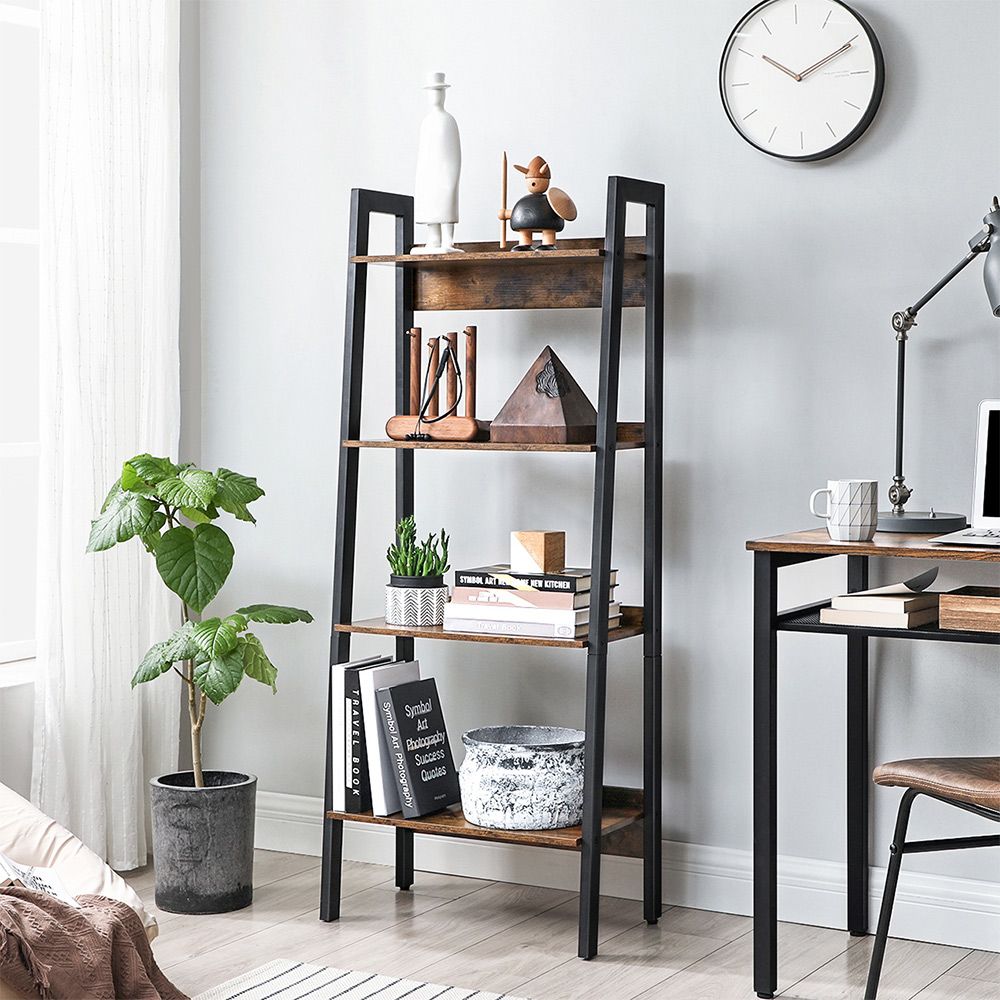 Ladder Shelf - 4 Tier Slim - Metal Frame Storage Shelf