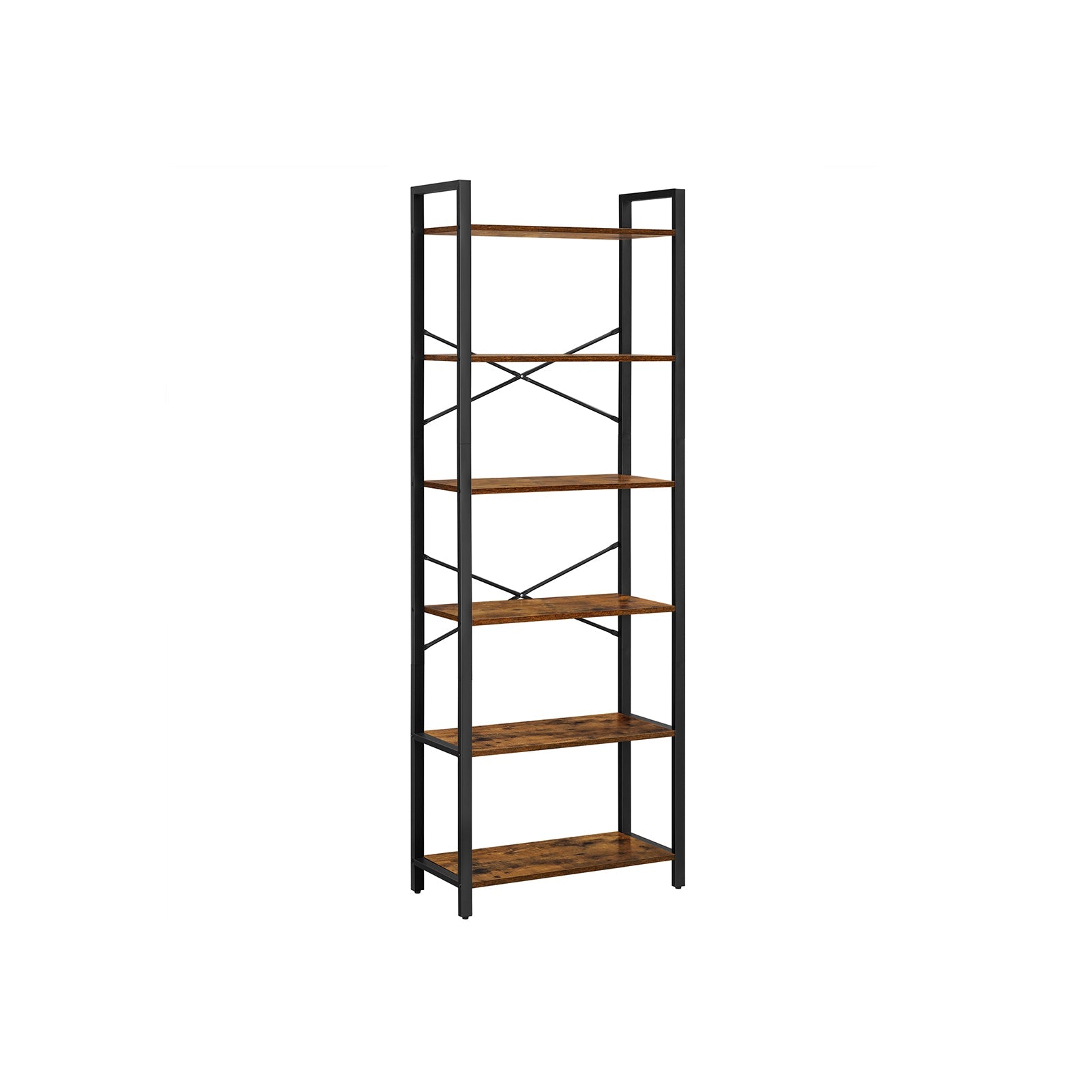 Bookshelf - Industrial 6 Tier - Steel Frame Tall Storage Shelf