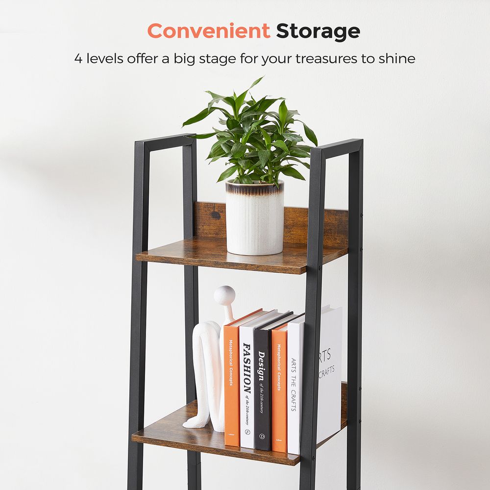 Ladder Shelf - 4 Tier Slim - Metal Frame Storage Shelf