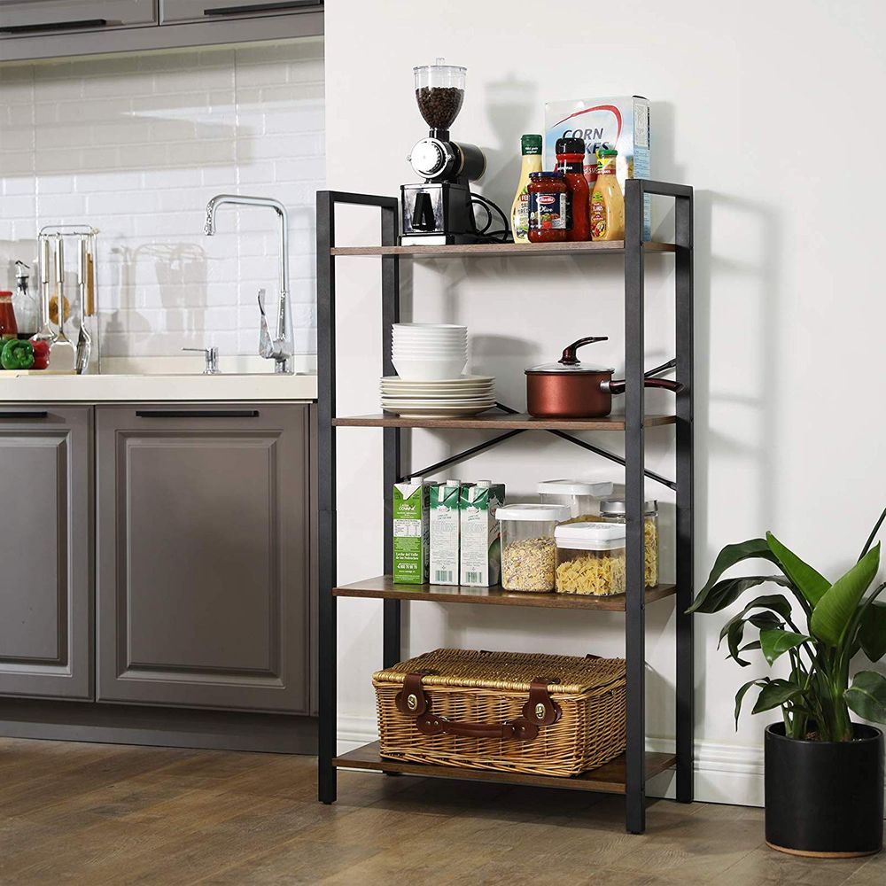 Bookshelf - 4 Tier Tall - Steel Frame - Space Saving