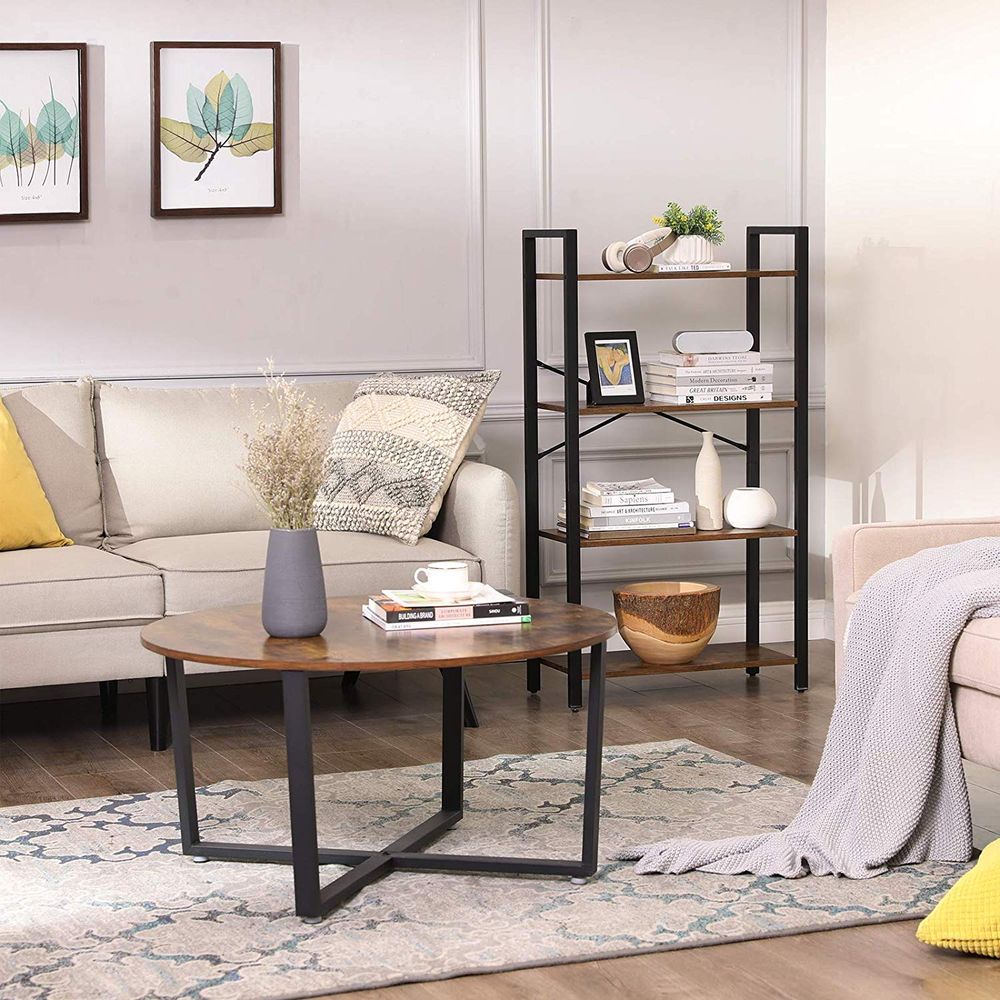 Bookshelf - 4 Tier Tall - Steel Frame - Space Saving