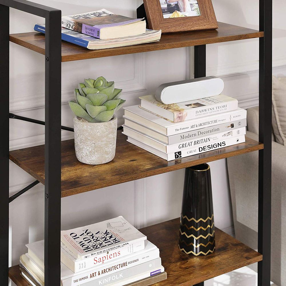 Bookshelf - 4 Tier Tall - Steel Frame - Space Saving