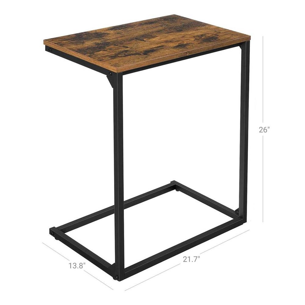 C-Shaped End Table – Sofa & Couch Laptop Table – Rustic Style