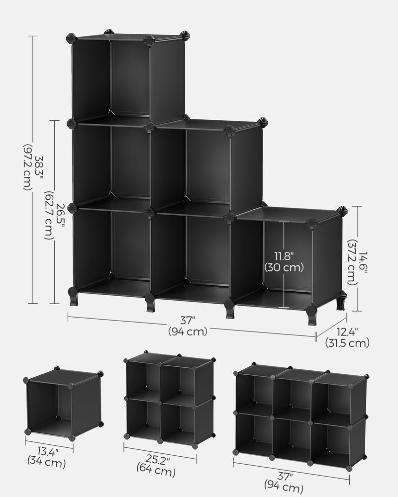 Cube Storage Organizer - 6 Cubes With Feet - Modular Design