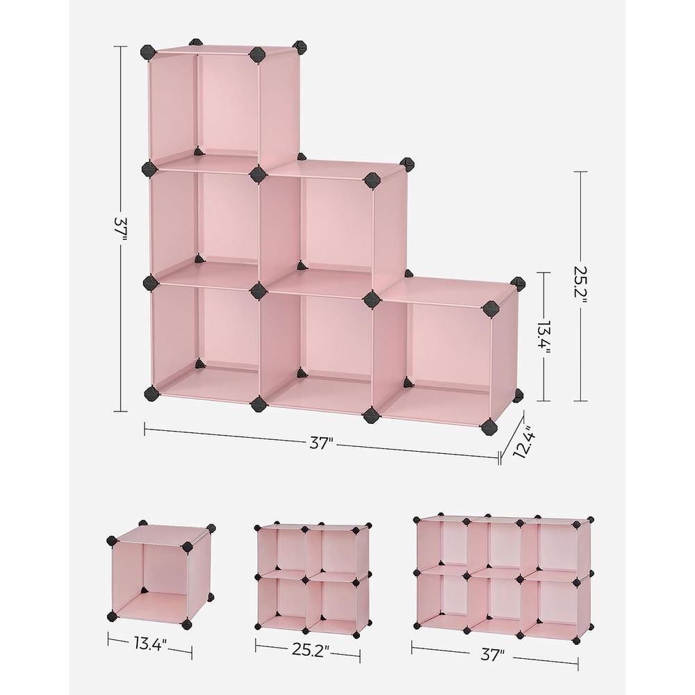 Cube Storage Organizer - 6 Cubes With Feet - Modular Design