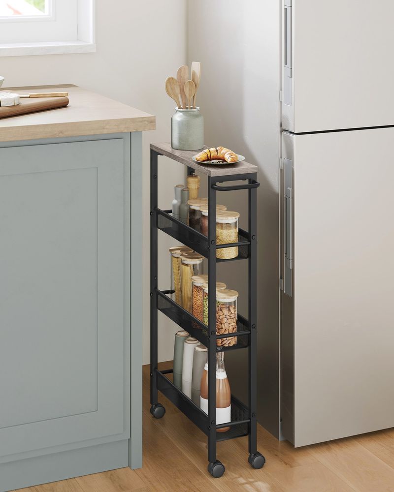 Rolling Storage Cart - 4 Or 5 Tier - Slim With Wheels